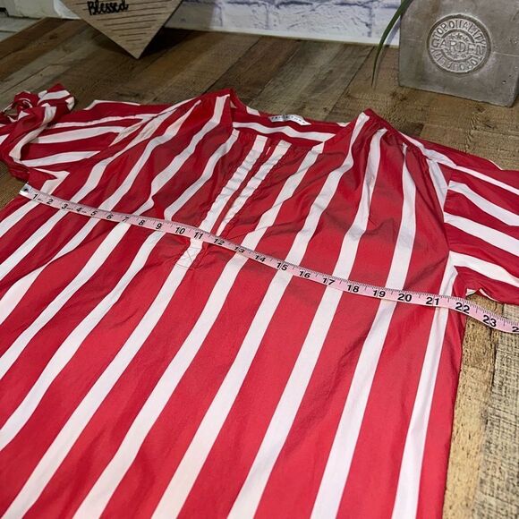 Trina Turk 'Bees Knees' Striped Tie Sleeve Top Pepper White Size L $228 - Picture 5 of 12